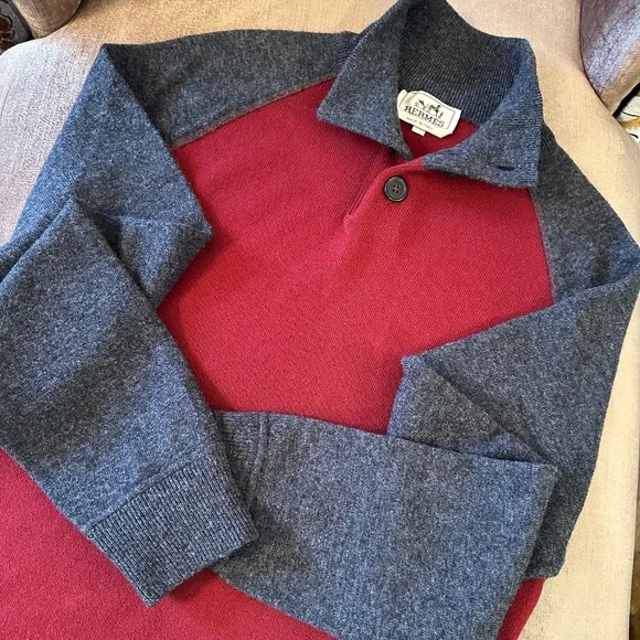 Hermes Quarter Button Neck Cashmere & Wool Jumper Mens L - Picture 3 of 16